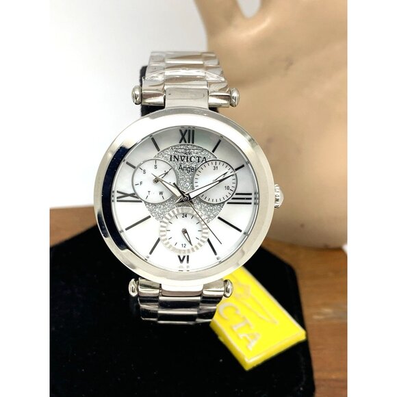 Invicta Women's Watch 28924 Angel Quartz Mother of Pearl Dial Silver Steel 36mm - Picture 14 of 15
